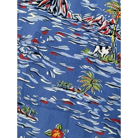 Big Dogs Blue Hawaiian Shirt Button Up Short Sleeve Palm Island Blue Mens Size L - Picture 8 of 9